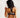 Woman with cross back black sports bra facing away from the camera