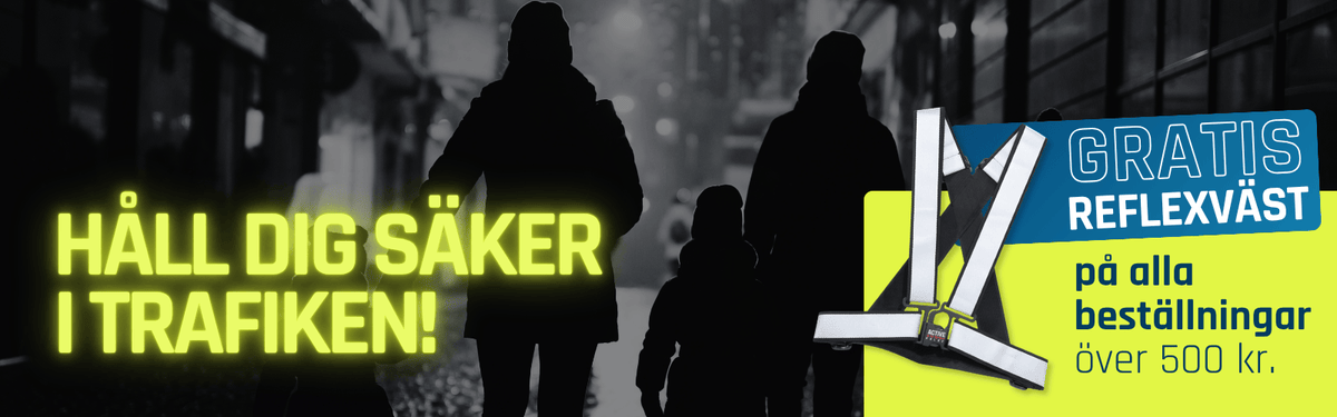 Håll dig säker i trafiken – gratis reflexväst på alla beställningar över 500 kr