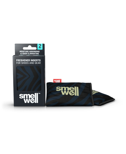 A package of SmellWell Active - Black Zebra and 2 SmellWell Active - Black Zebra freshener inserts bags next to it