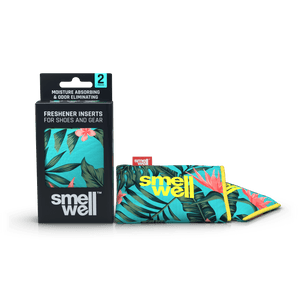 A package of SmellWell Active - Tropical Floral and 2 SmellWell Active - Tropical Floral freshener inserts bags next to it