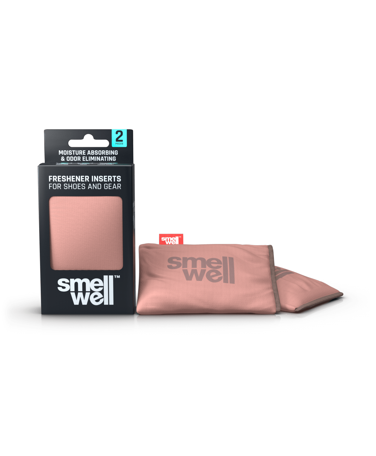 A package of SmellWell Active - Blush Pink and 2 SmellWell Active - Blush Pink freshener inserts bags next to it
