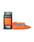 A package of SmellWell Active - Geometric Orange and 2 SmellWell Active - Geometric Orange freshener inserts bags next to it
