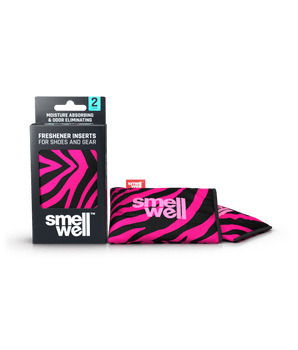 A package of SmellWell Active - Pink Zebra and 2 SmellWell Active - Pink Zebra freshener inserts bags next to it