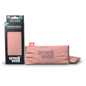 A package of SmellWell Active XL - Blush Pink and 2 SmellWell Active XL - Blush Pink freshener inserts bags next to it