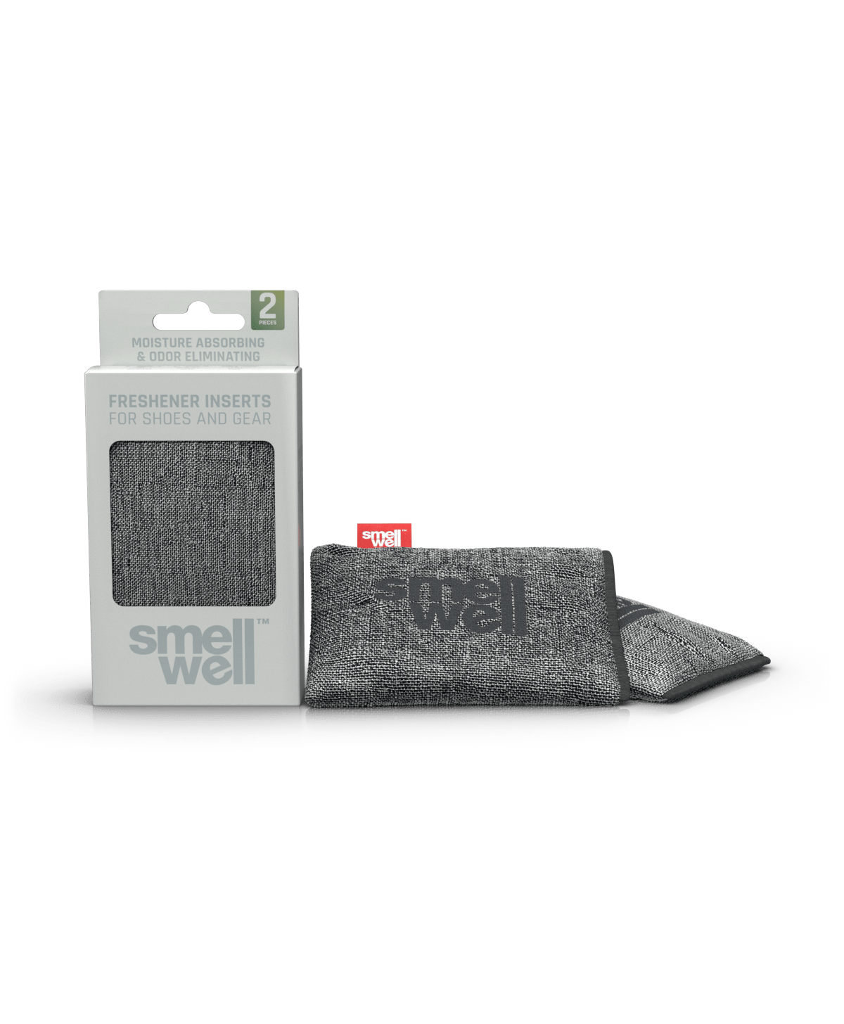 A package of SmellWell Sensitive - Grey and 2 SmellWell Sensitive - Grey freshener inserts bags next to it